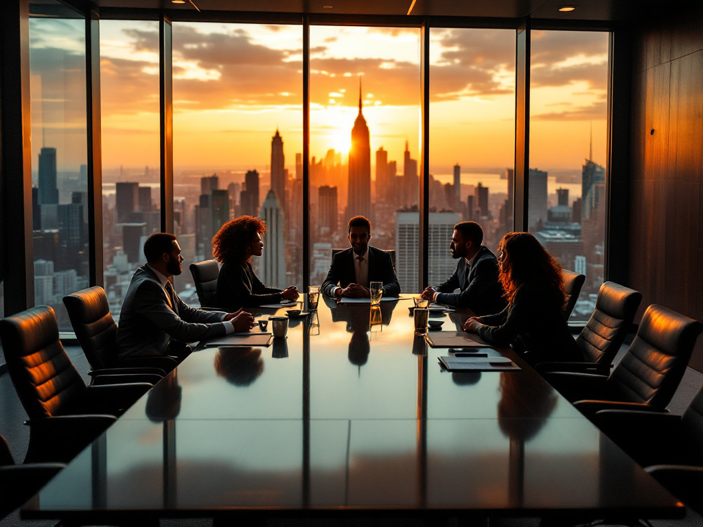 Leadership team meeting in a modern boardroom